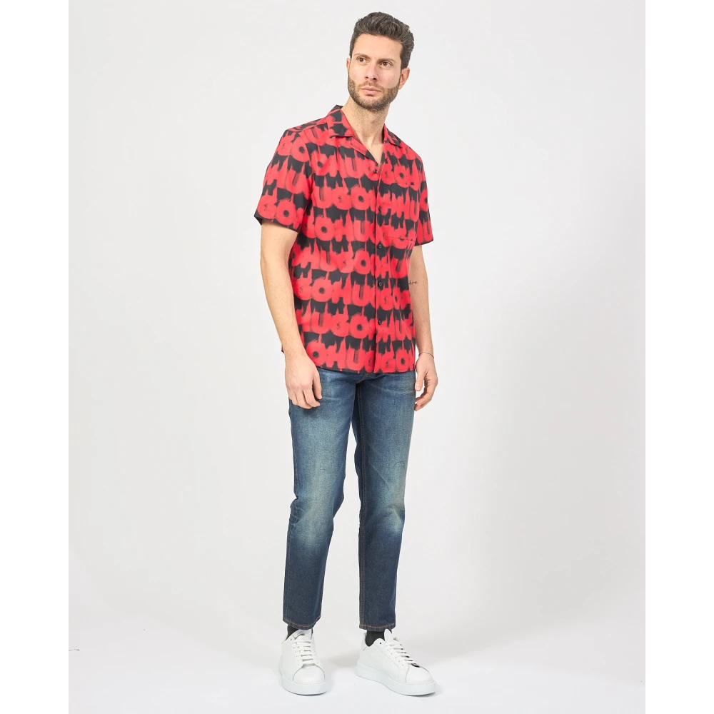 Hugo Boss Ellino Logo Print Overhemd Multicolor Heren