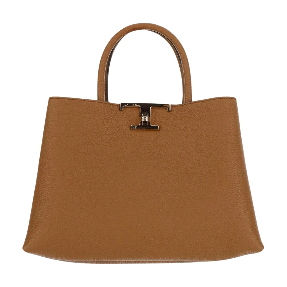 TOD'S Leren Tas met T-Timeless Sluiting Beige Dames