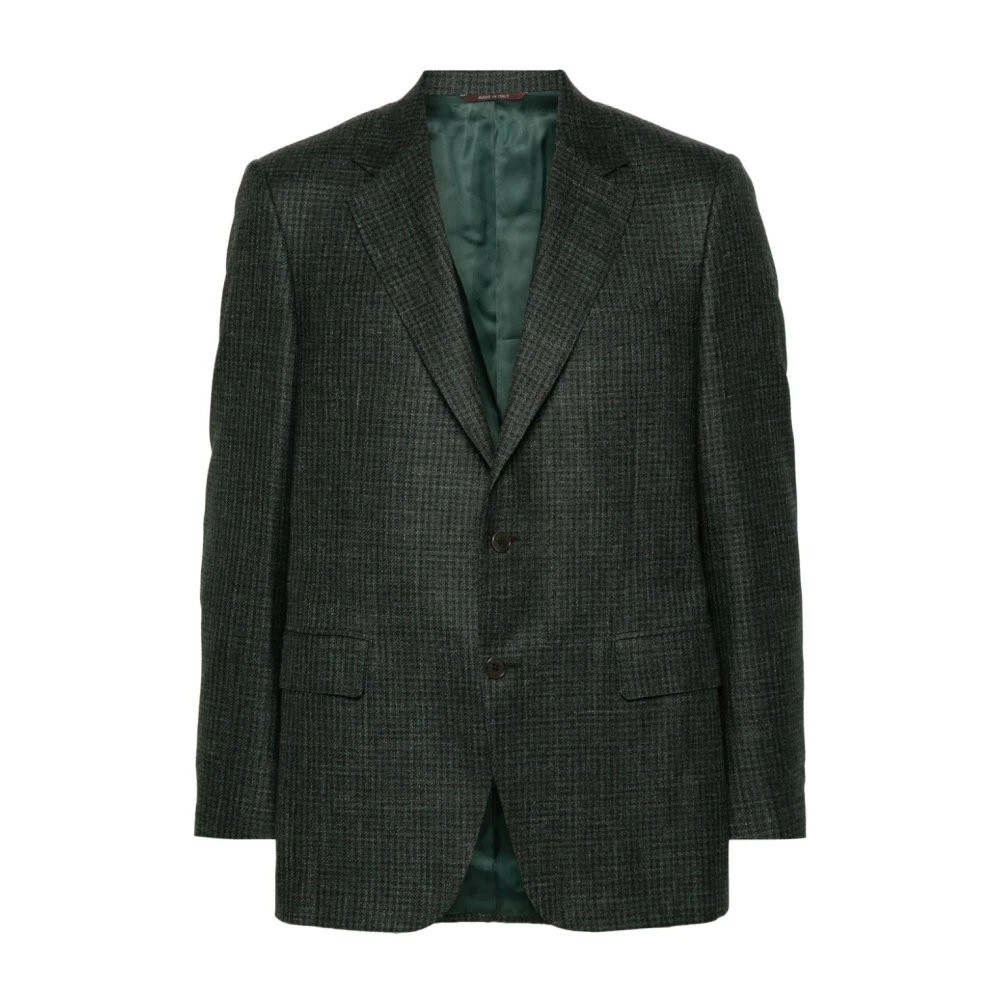 Canali Bosgroene Geruite Blazer Green Heren