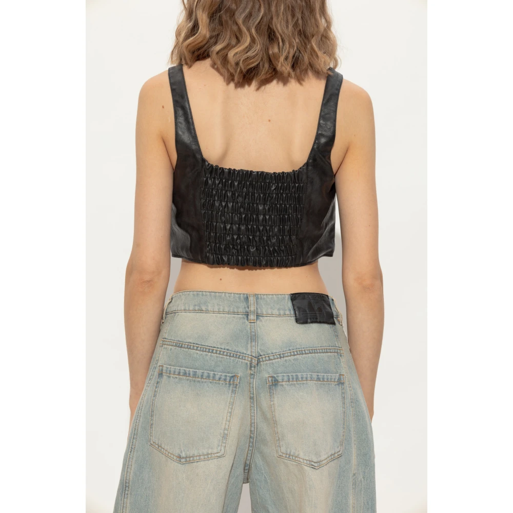 adidas Originals Nep lederen top Black Dames