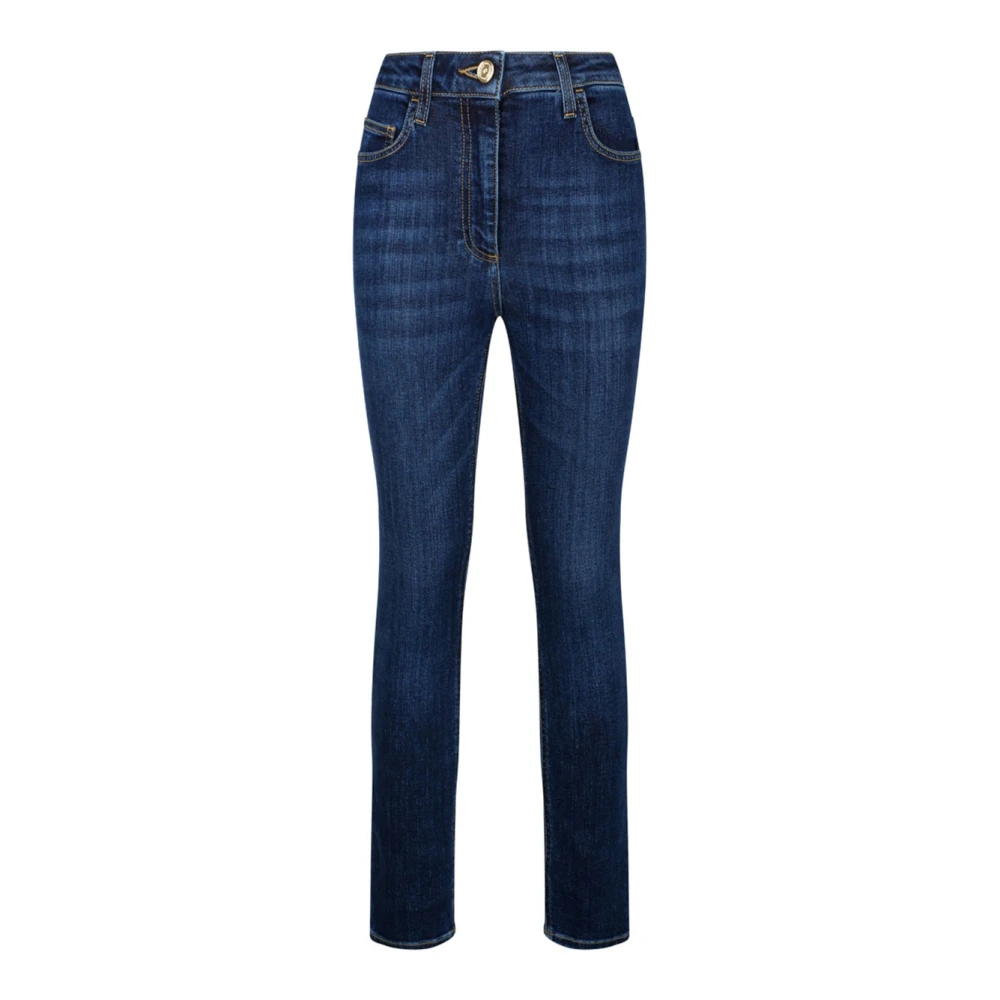 Elisabetta Franchi Blå Skinny Stretch Jeans med Guld Detaljer Blue, Dam