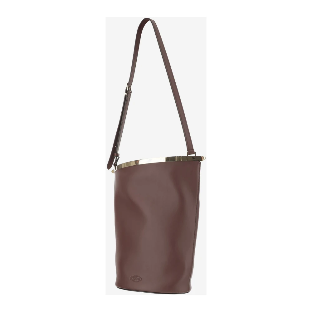 TOD'S Leren Bucket Bag met Verstelbare Handvat Brown Dames