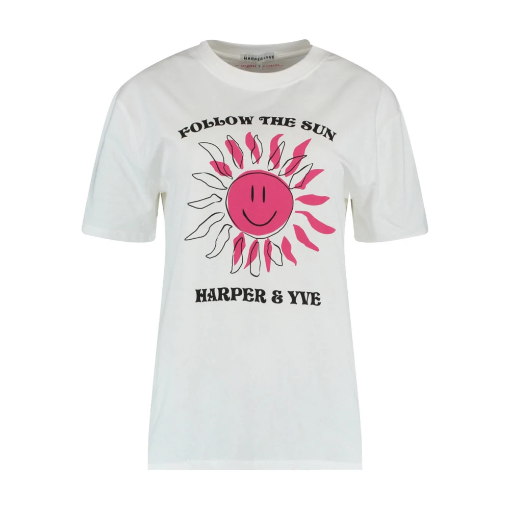 Harper & Yve Smiley Grafisch T-shirt Ss24D302 White Dames
