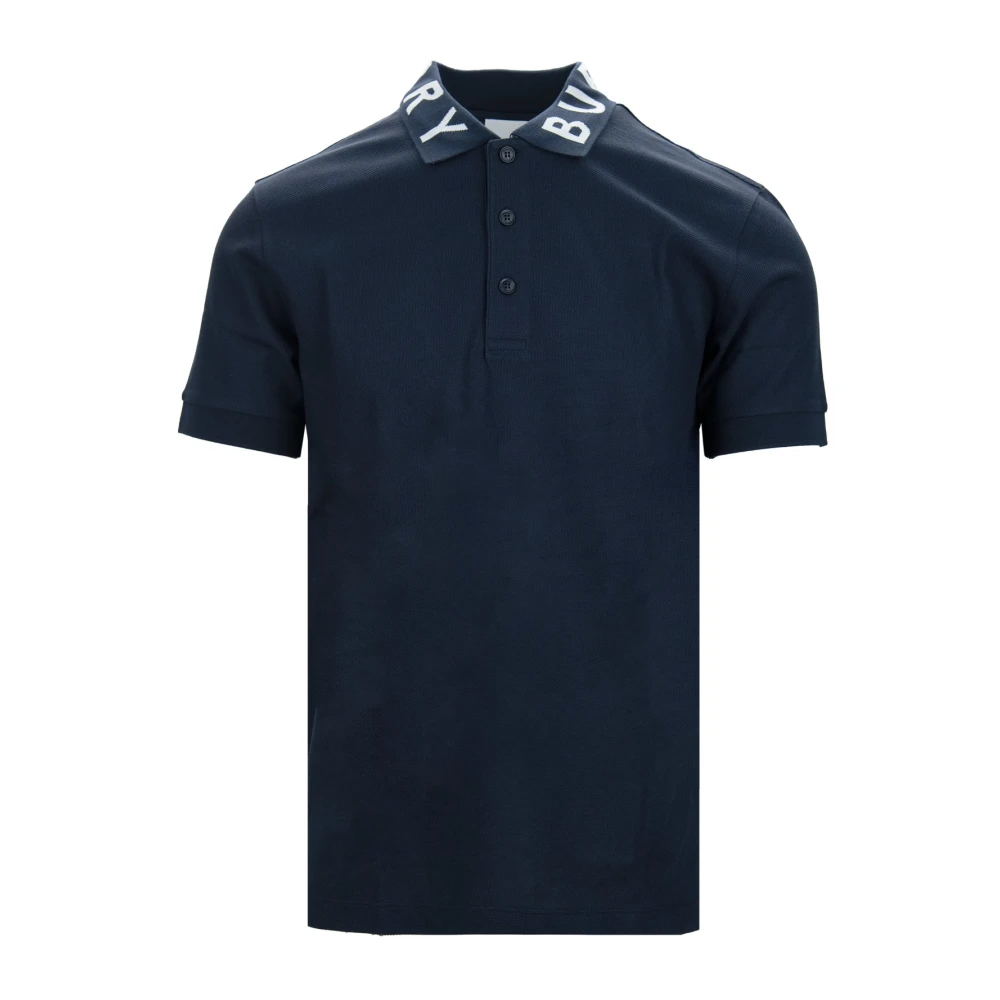 Burberry Wit Basic Polo Shirt met Logo Blue Heren