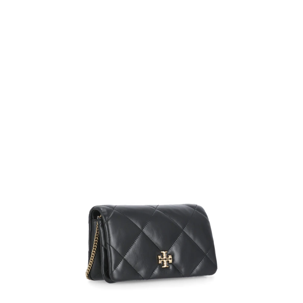 TORY BURCH Zwarte leren schoudertas met klep Black Dames