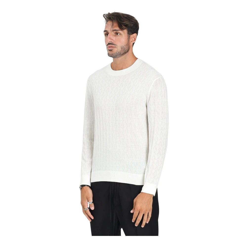 Armani Exchange Herren Weiß Beiger Pullover Mit Monogrammmuster