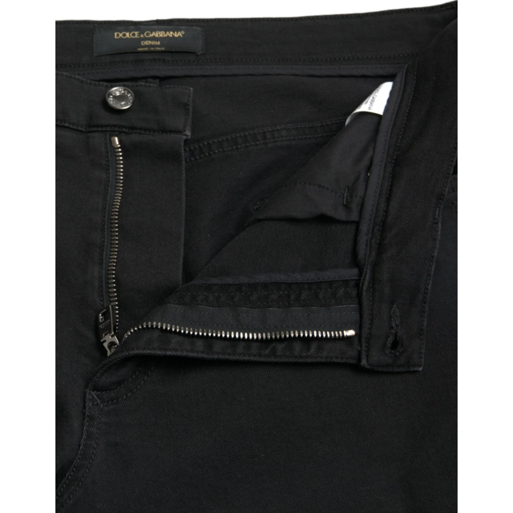 Dolce & Gabbana Elegante zwarte high-waisted stretch jeans Black Dames