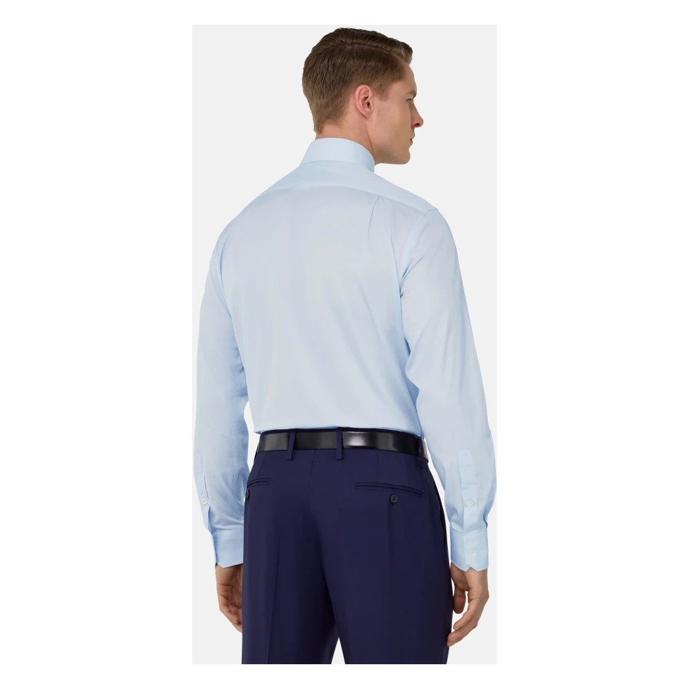 Boggi Milano Regular Fit Overhemd van Katoenen Twill Blue Heren