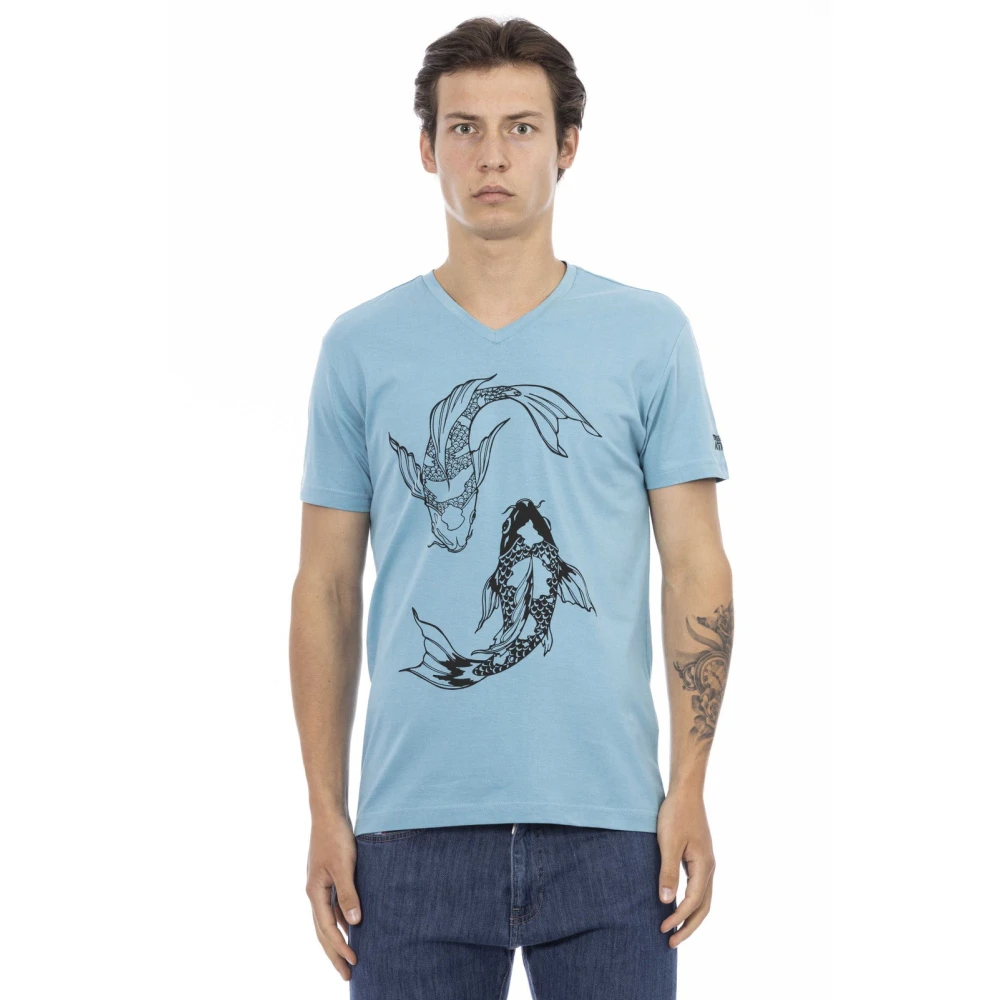 Trussardi Korte Mouw V-hals T-shirt Blue Heren