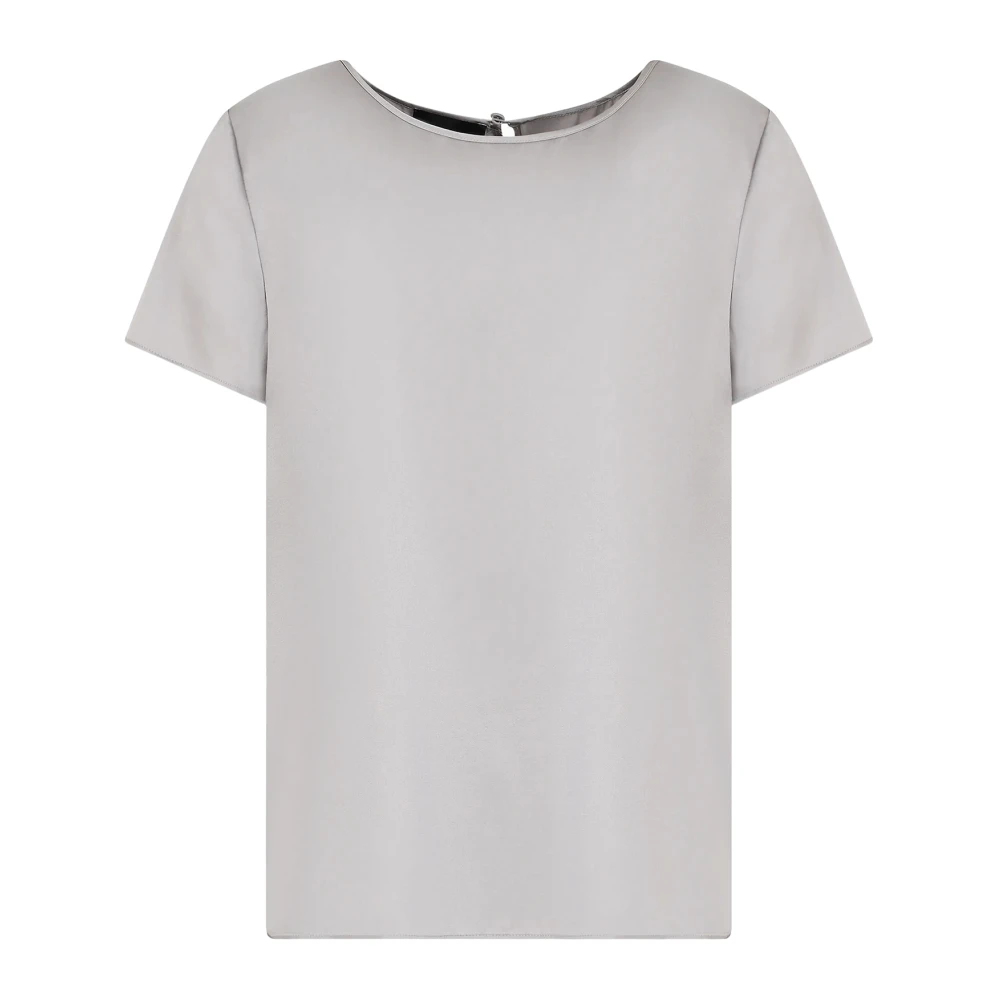 Emporio Armani Zijden Satijn Ronde Hals Blouse Beige Dames