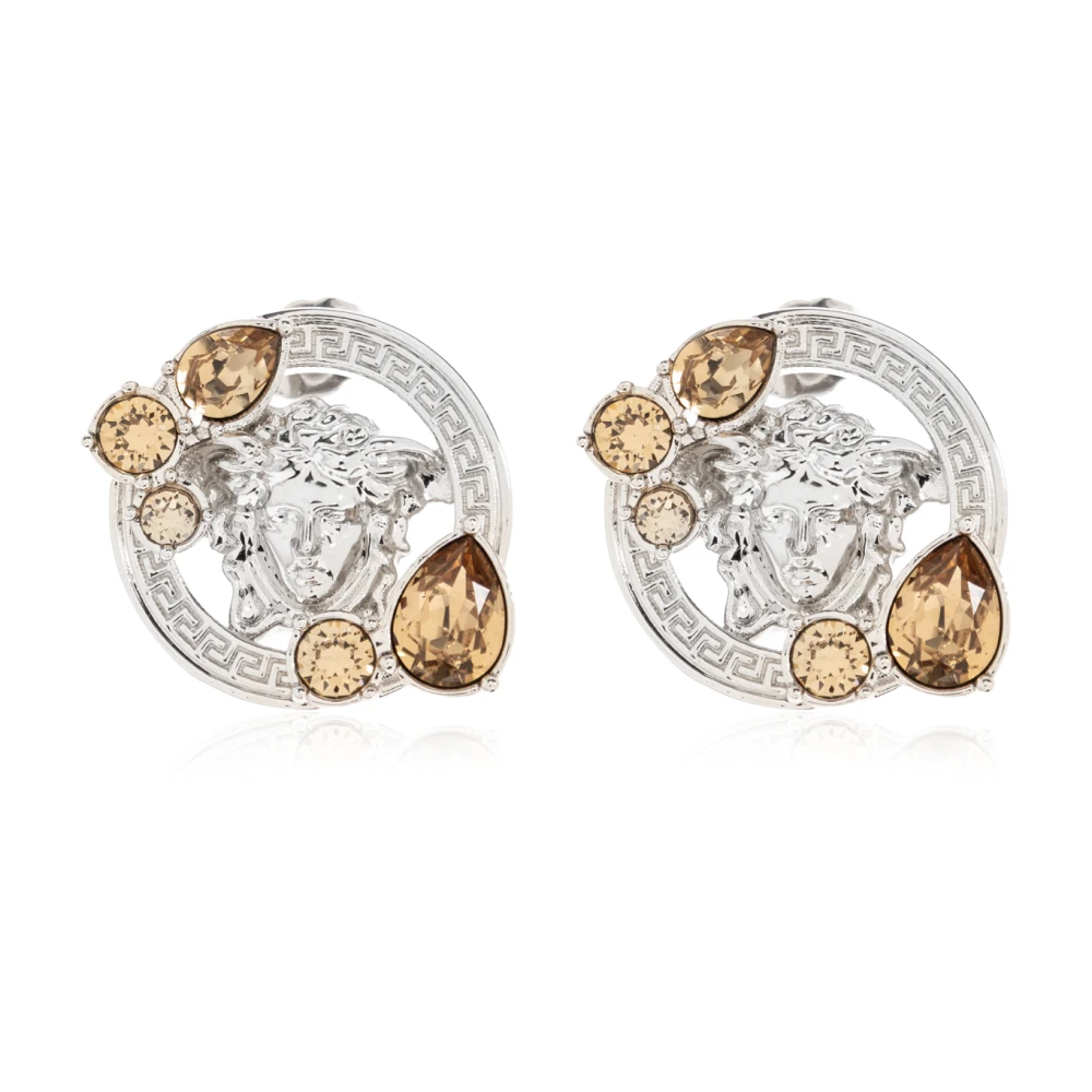 Versace Vrouw Grijs Accessoires Dames, One Size, Medusa '95 Kristallen Oorbellen