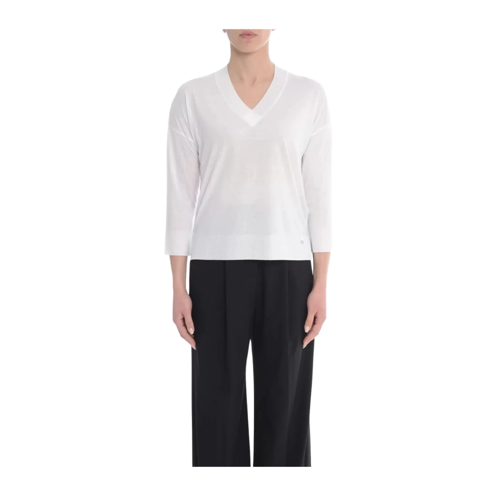 Herno Donna Bianco Maglione In Maglia Di Cotone