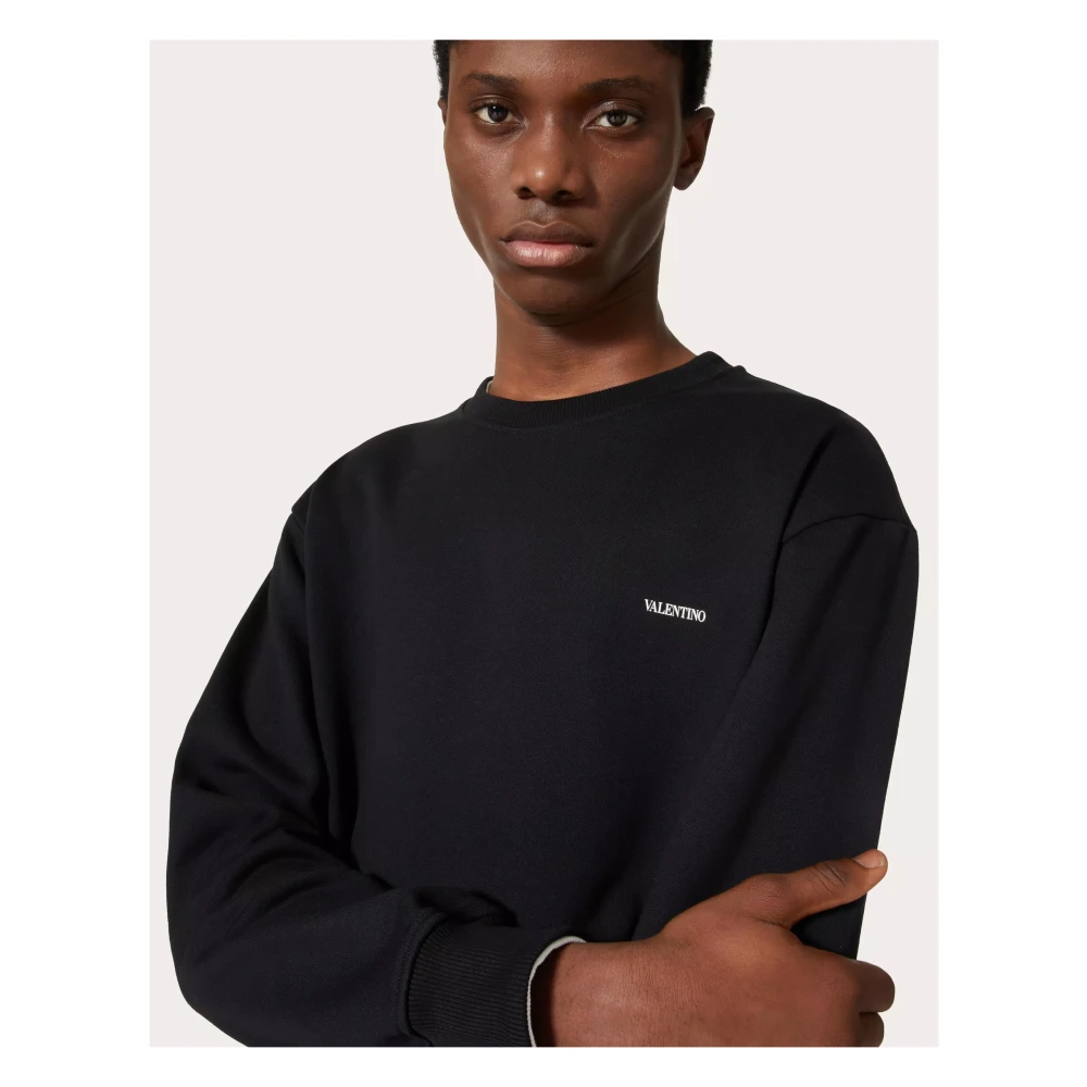 Valentino Katoenen sweatshirt met ronde hals en -print Black Heren