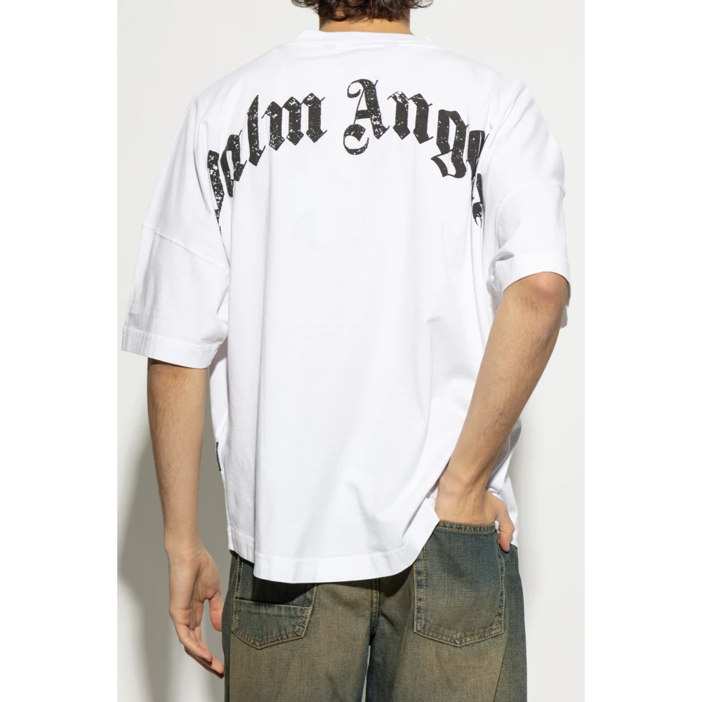 Palm Angels T-shirt met logo White Heren