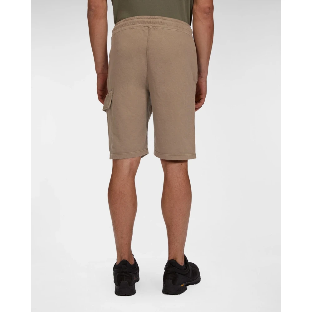C.P. Company Lichte Fleece Shorts met Lens Detail Beige Heren