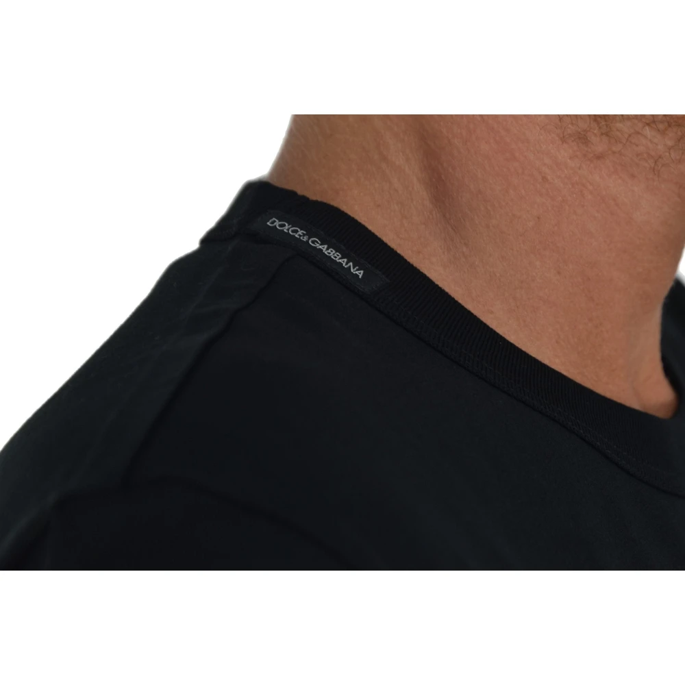 Dolce & Gabbana Zwarte Heren T-shirt van Katoen met Patches Black Heren