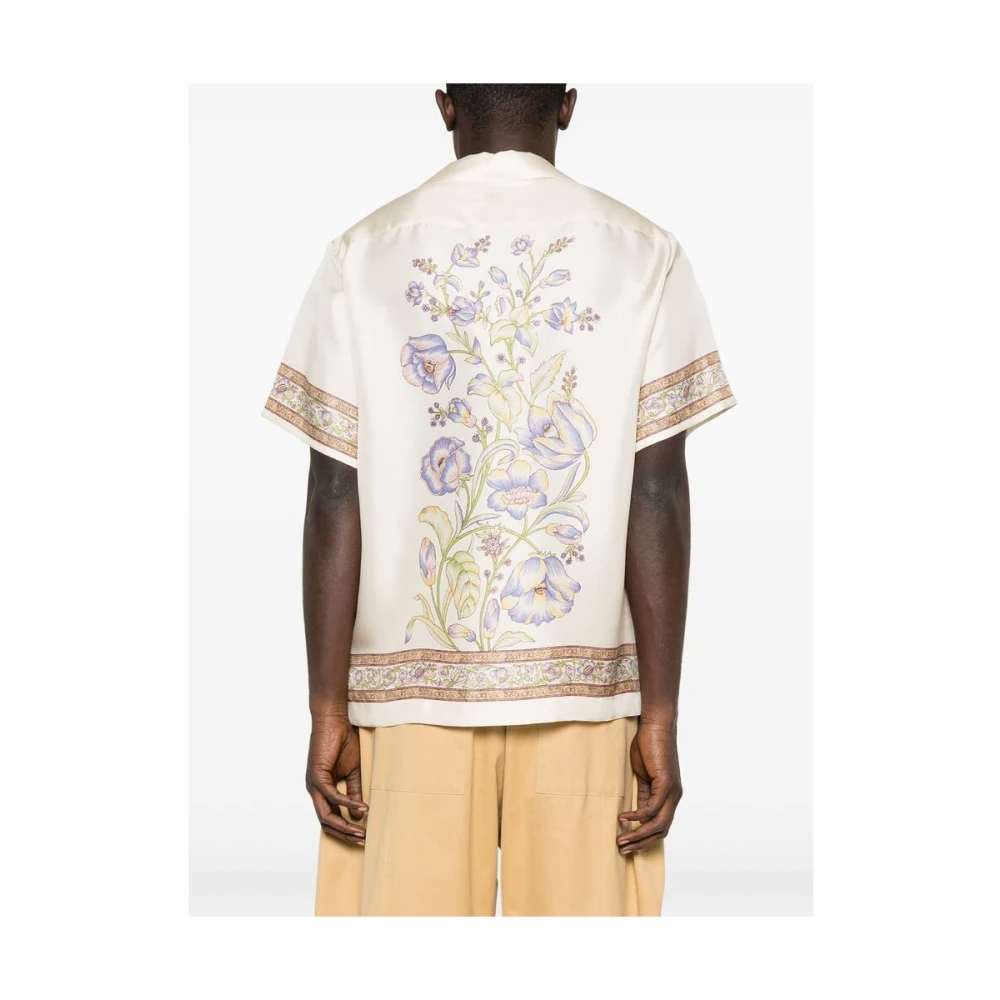 ETRO Beige Cuban Collar Shirt met Pegaso Motif Beige Heren