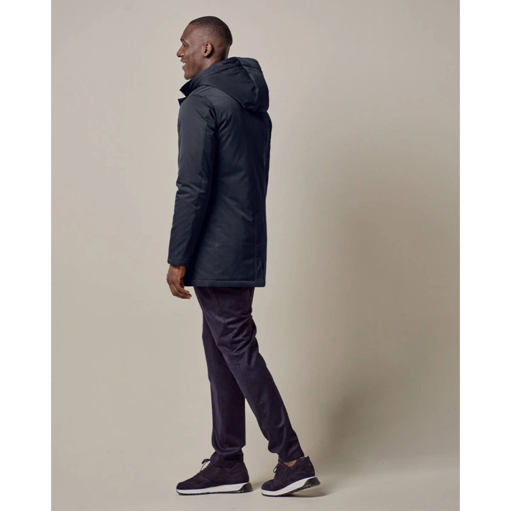 Profuomo Regenjas Lang Marineblauw Blue Heren
