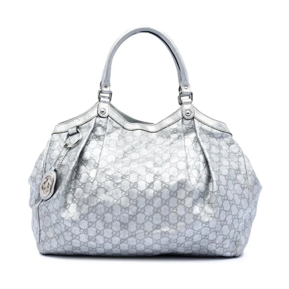 Gucci Vintage Women's Gray Pre-Owned Vintage Monogram Hobo Shoulder Bag