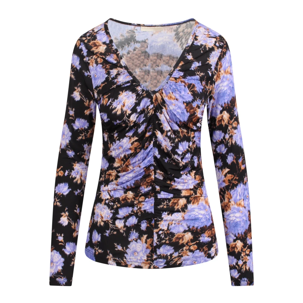 Ulla Johnson Bloemen Ruche V-Hals Top Multicolor Dames