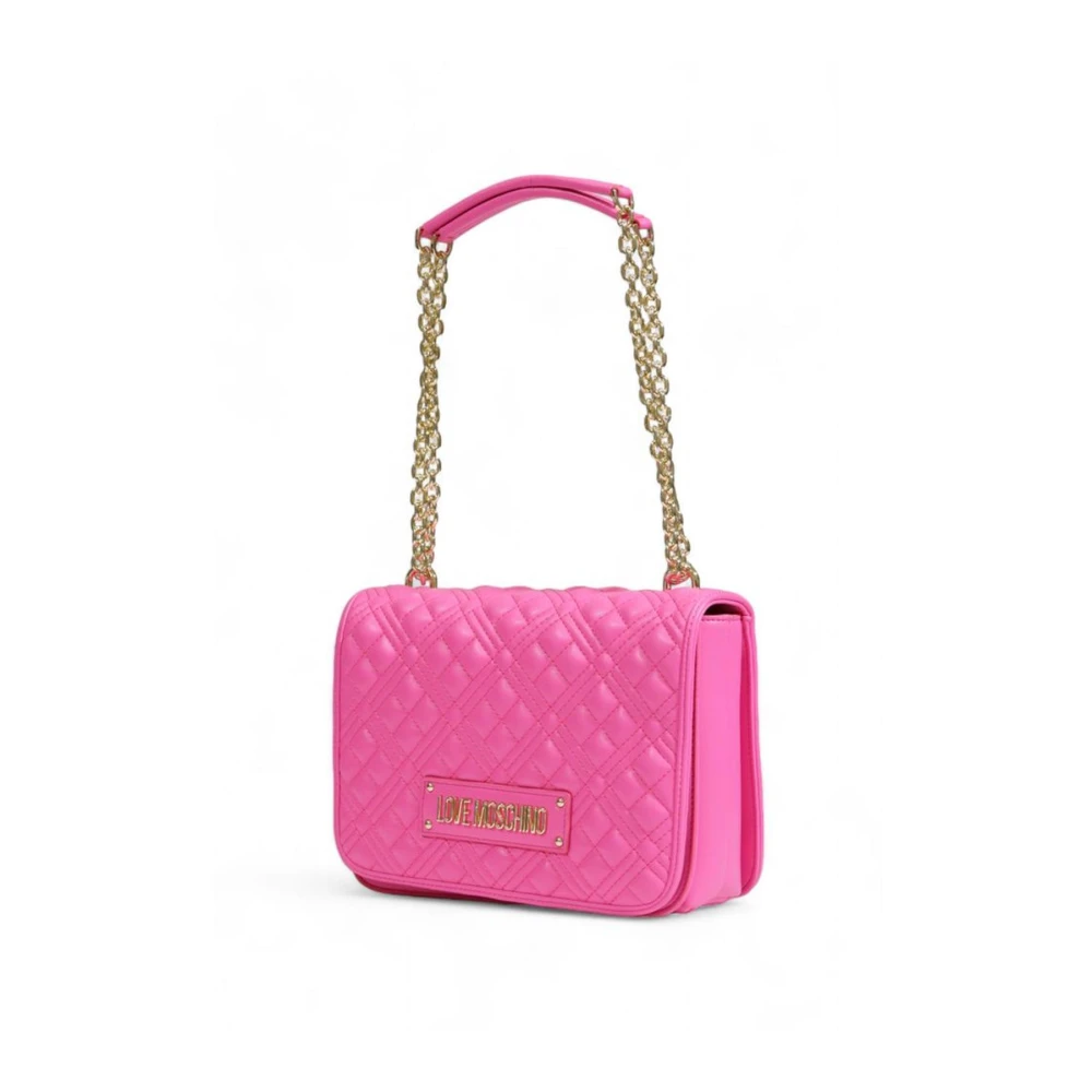 Love Moschino Gestructureerde polyethyleen handtas voor vrouwen Pink Dames