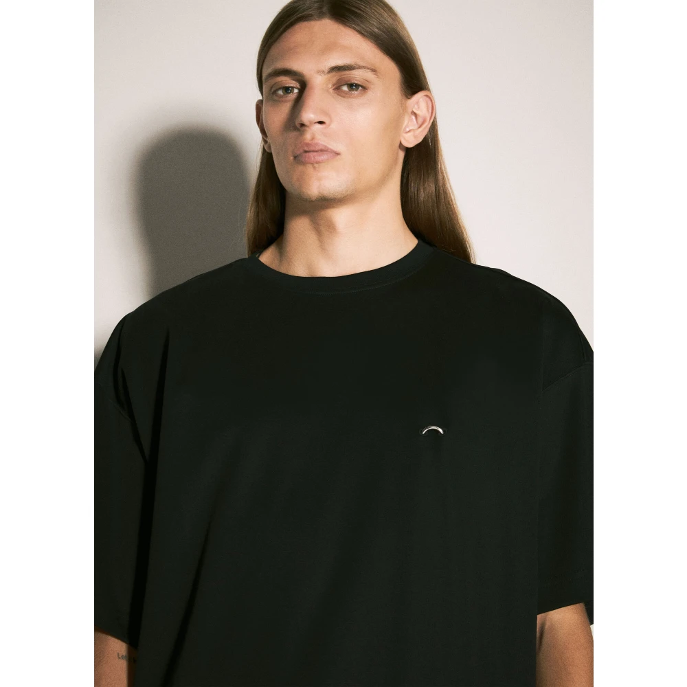 Mugler Zilverkleurige Hardware Crewneck T-shirt Black Heren