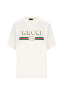 T-shirt i bomullsjersey och siden med tryck