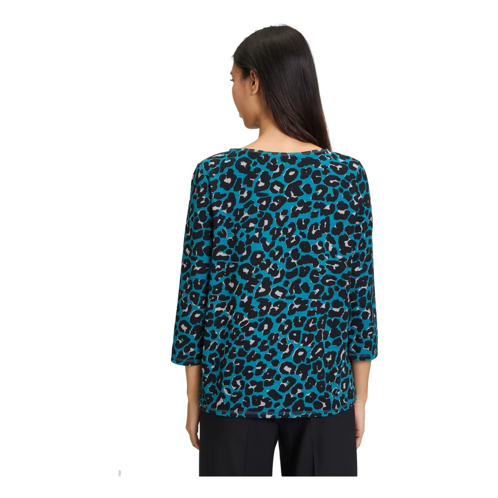 Betty Barclay Bloemen Sweatshirt met U-Boot Halslijn Blue Dames