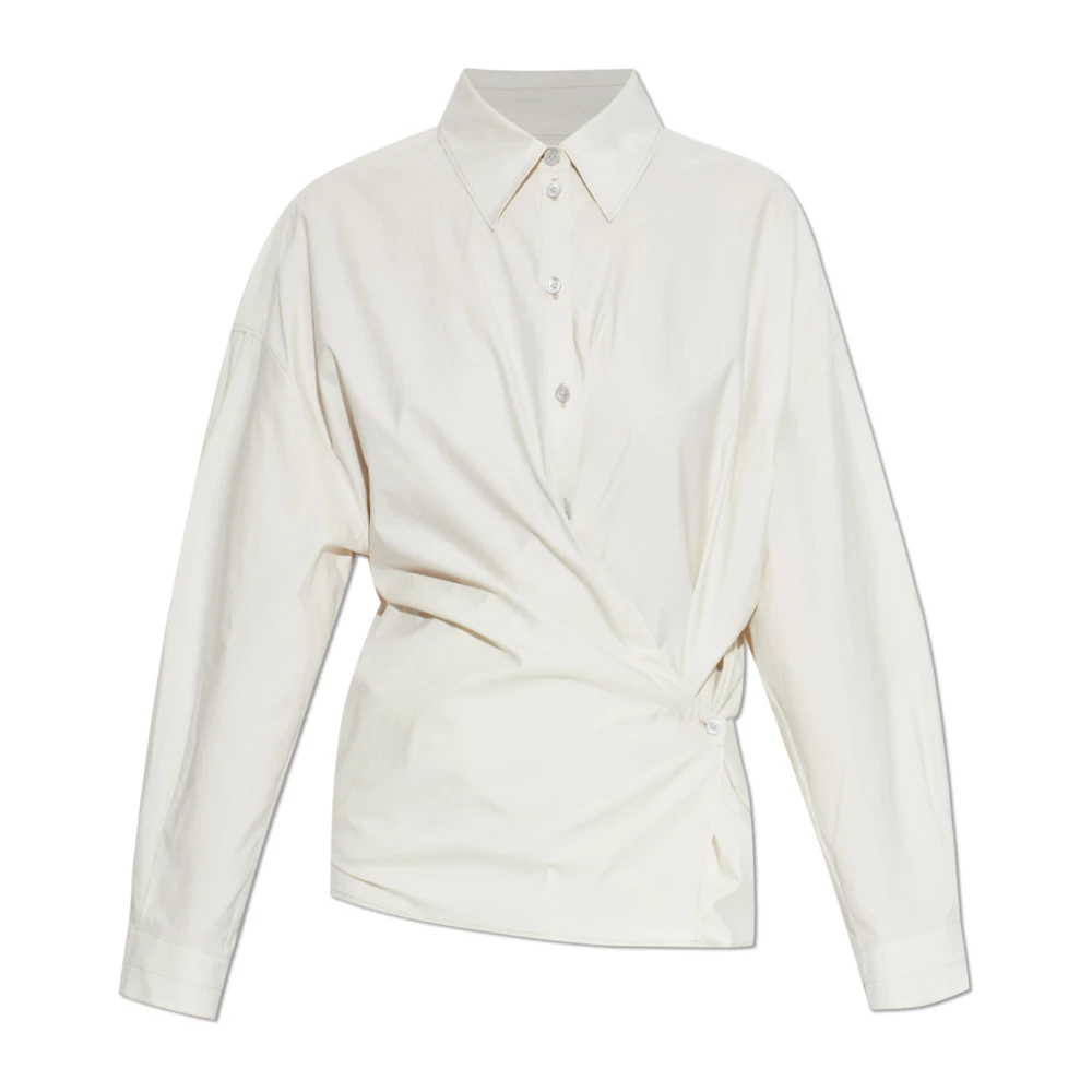 Lemaire Women's Gray Straight Collar Twisted Shirt - Shirts - Xs - Blouses & Shirts