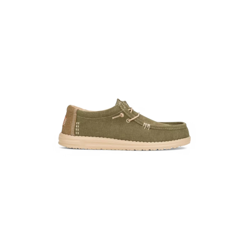 Hey Dude Green Laced Shoes, Male, 6 Uk, Versatile Workwear Moccasins