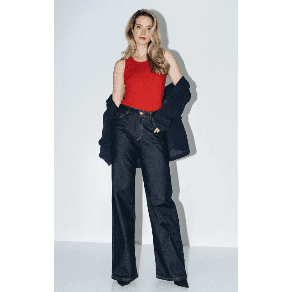 DNM Pure Retro-chique wijde pijp jeans Blue Dames