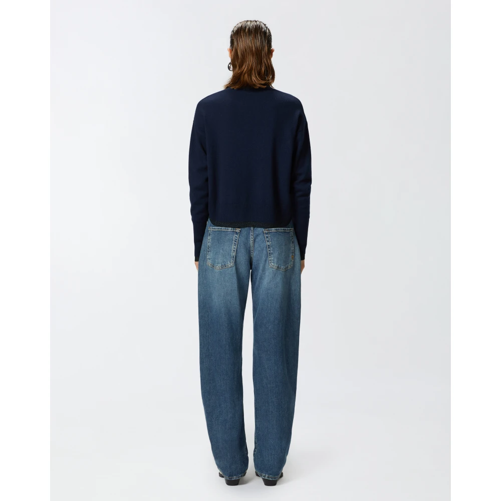 pinko Kasjmier Lurex Trui Blue Dames