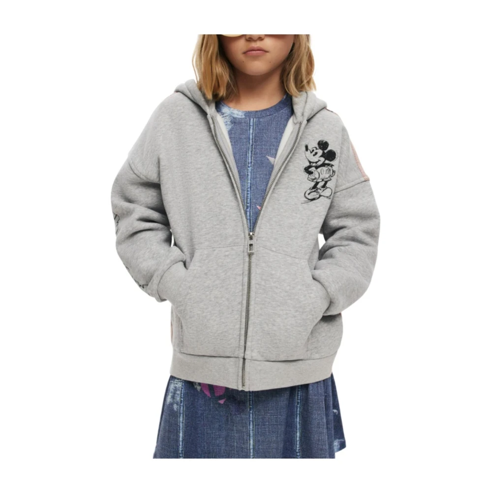 Desigual Girls Gray Sweatshirts,, Mickey Mouse Hoodie Size 4 Y