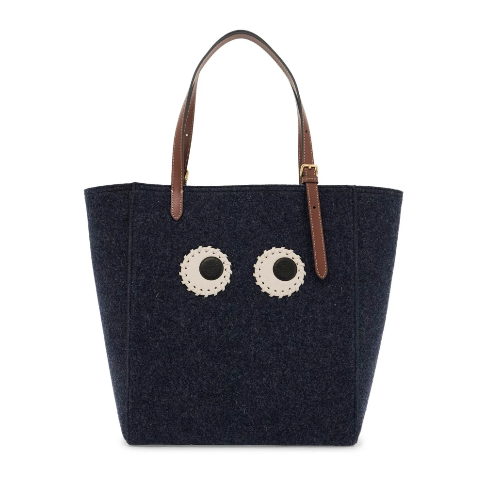 Anya Hindmarch Ogen Ontwerp Vilt Tote Tas Blue Dames