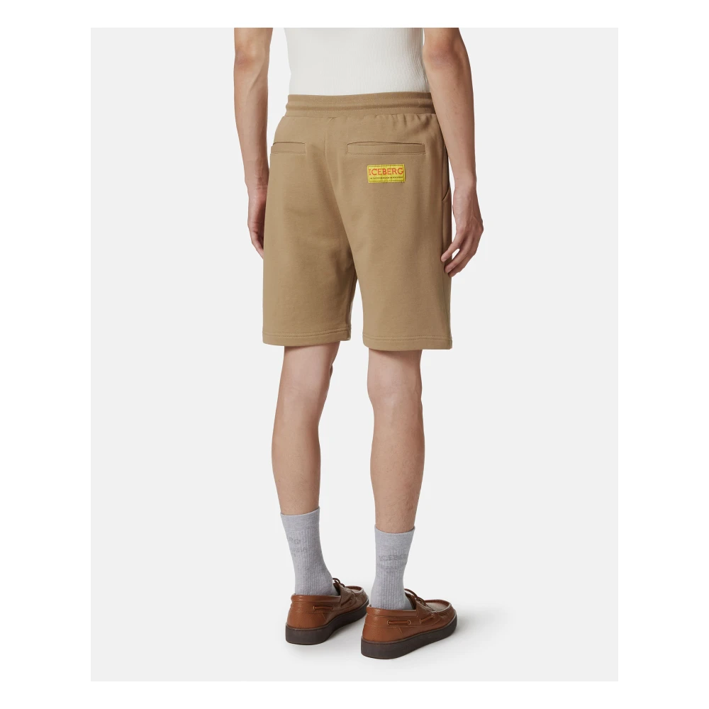Iceberg Slim fit modder katoenen fleece Bermuda shorts met Taz borduurwerk Brown Heren
