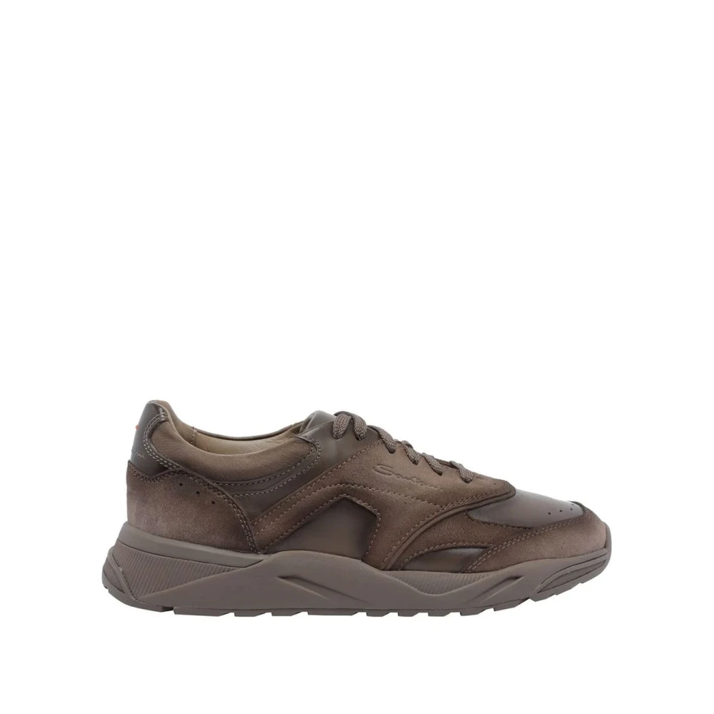 Santoni Men's Brown Sneakers, 9 1/2 Uk, Casual Trainers For