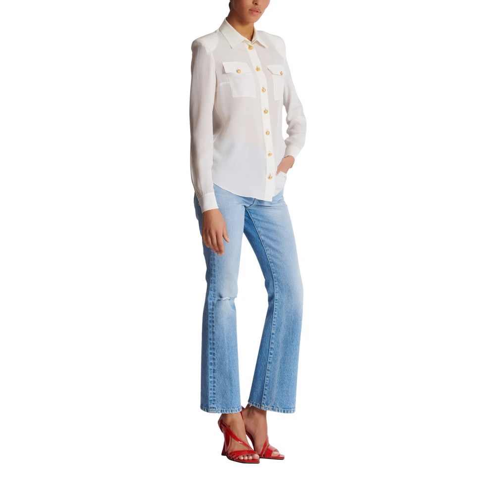 Balmain Crepe de chine overhemd White Dames