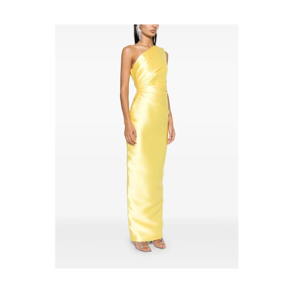 Solace London Gele One-Shoulder Maxi Jurk Yellow Dames