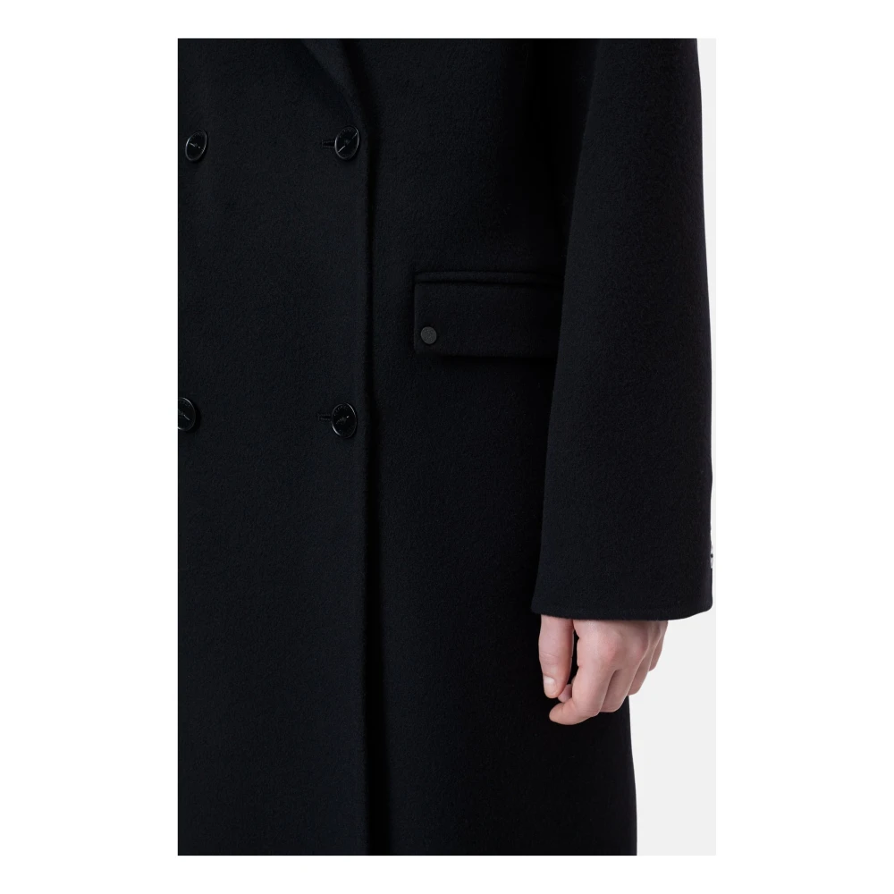 closed Lange Wol Kasjmier Jas Dubbelbreasted Black Dames