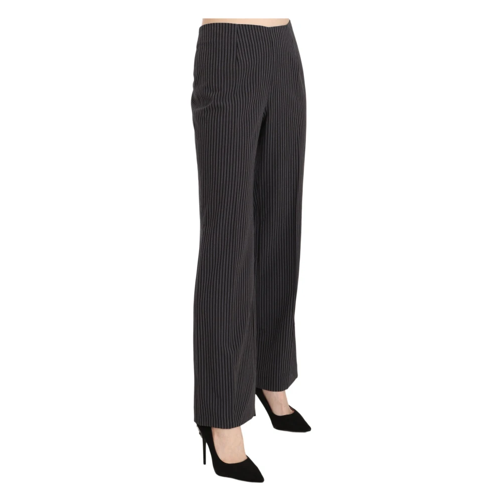 Bencivenga Elegante Gestreepte Straight Fit Broek Black Dames