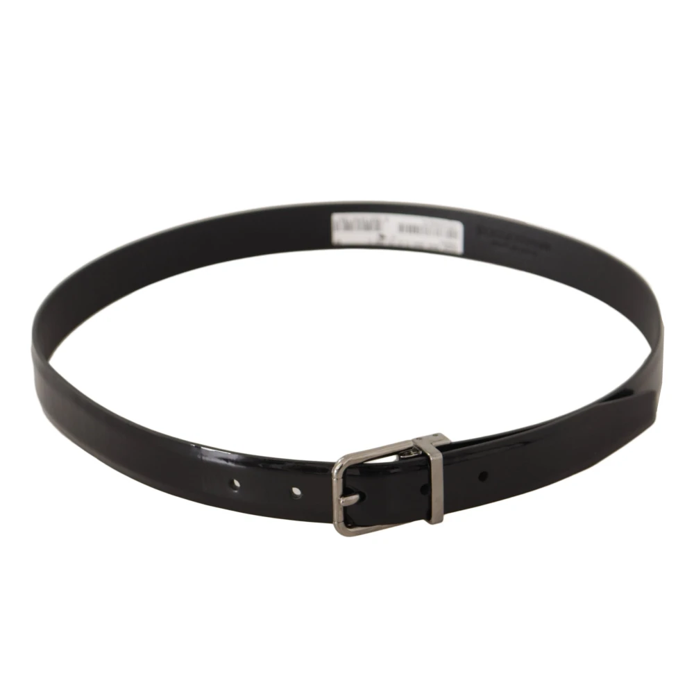 Dolce & Gabbana Elegante zwarte leren riem met metalen gesp Black Heren