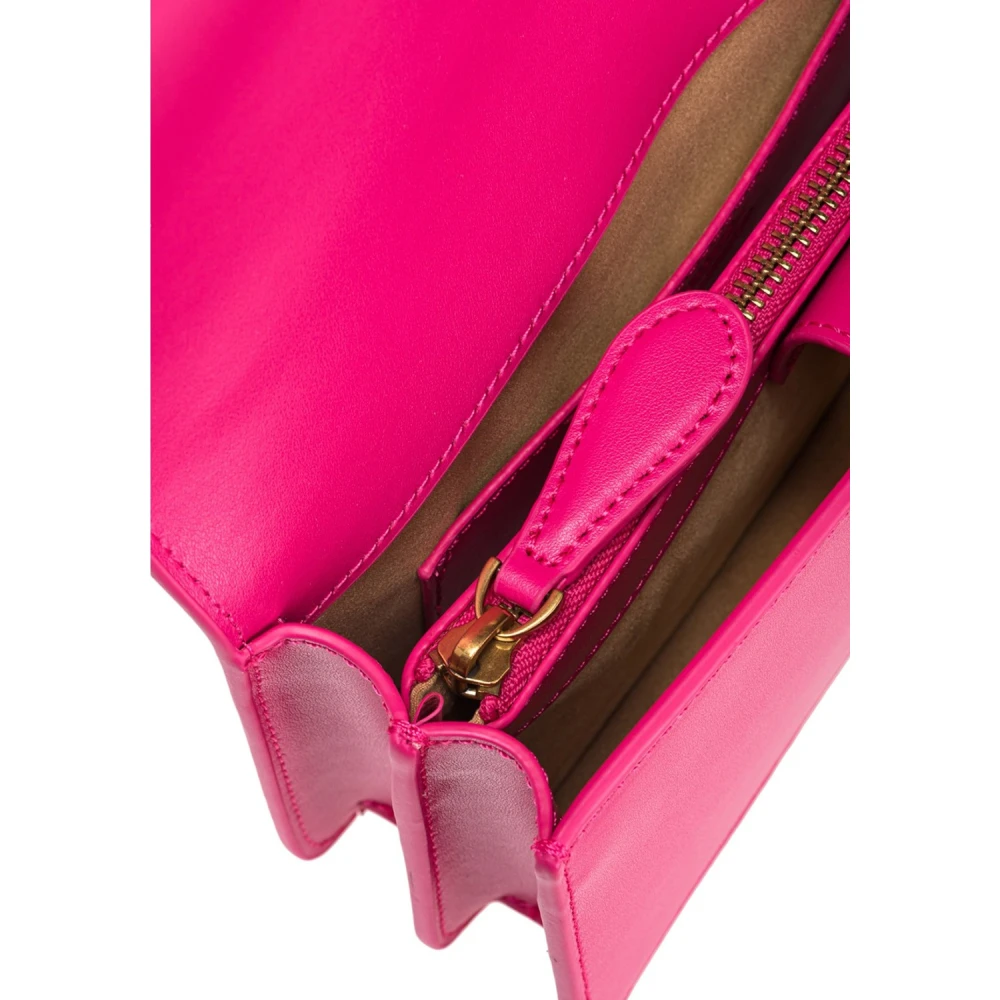 pinko Studded Leather Mini Love Tas Pink Dames
