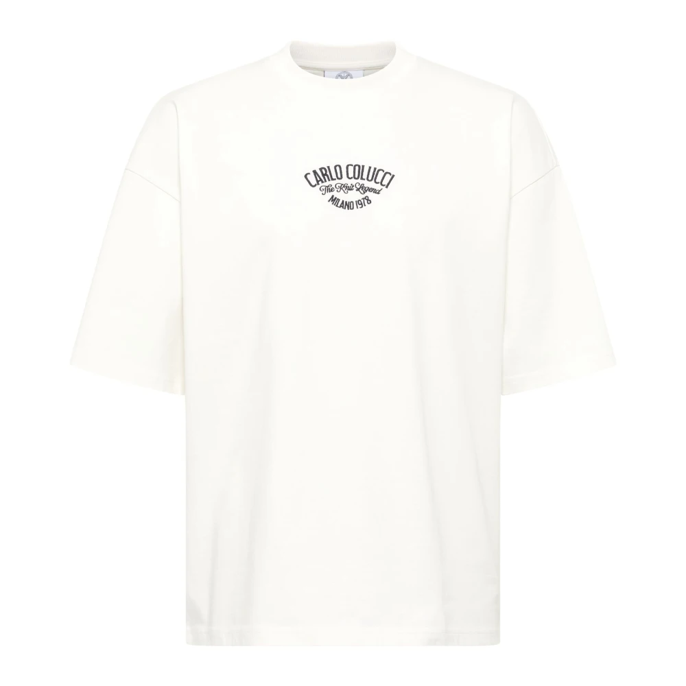 Carlo Colucci White T-Shirts, Male, M, The Knit Legend T-Shirt