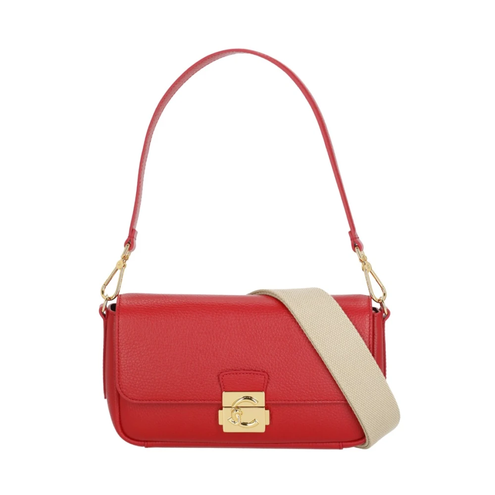 Coccinelle Women's Red C-Me Lock Medium Shoulder Bag - Shoulder Bags - One Size - Bags