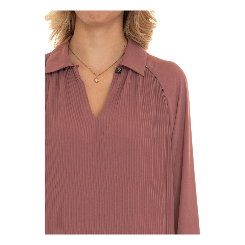 Liu Jo Stijlvolle Geplooide Jurk met Applicatie Pink Dames