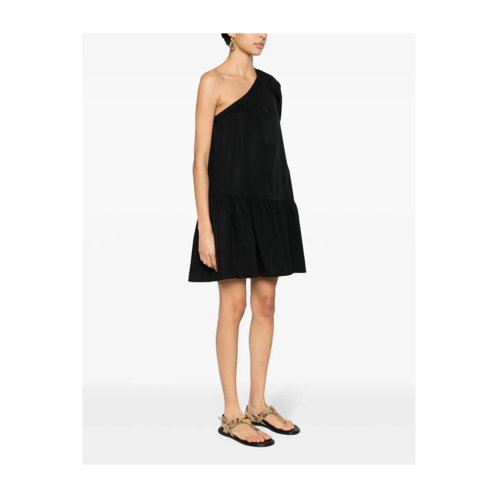 Twinset Elegant One-Shoulder Short Dress Black Dames