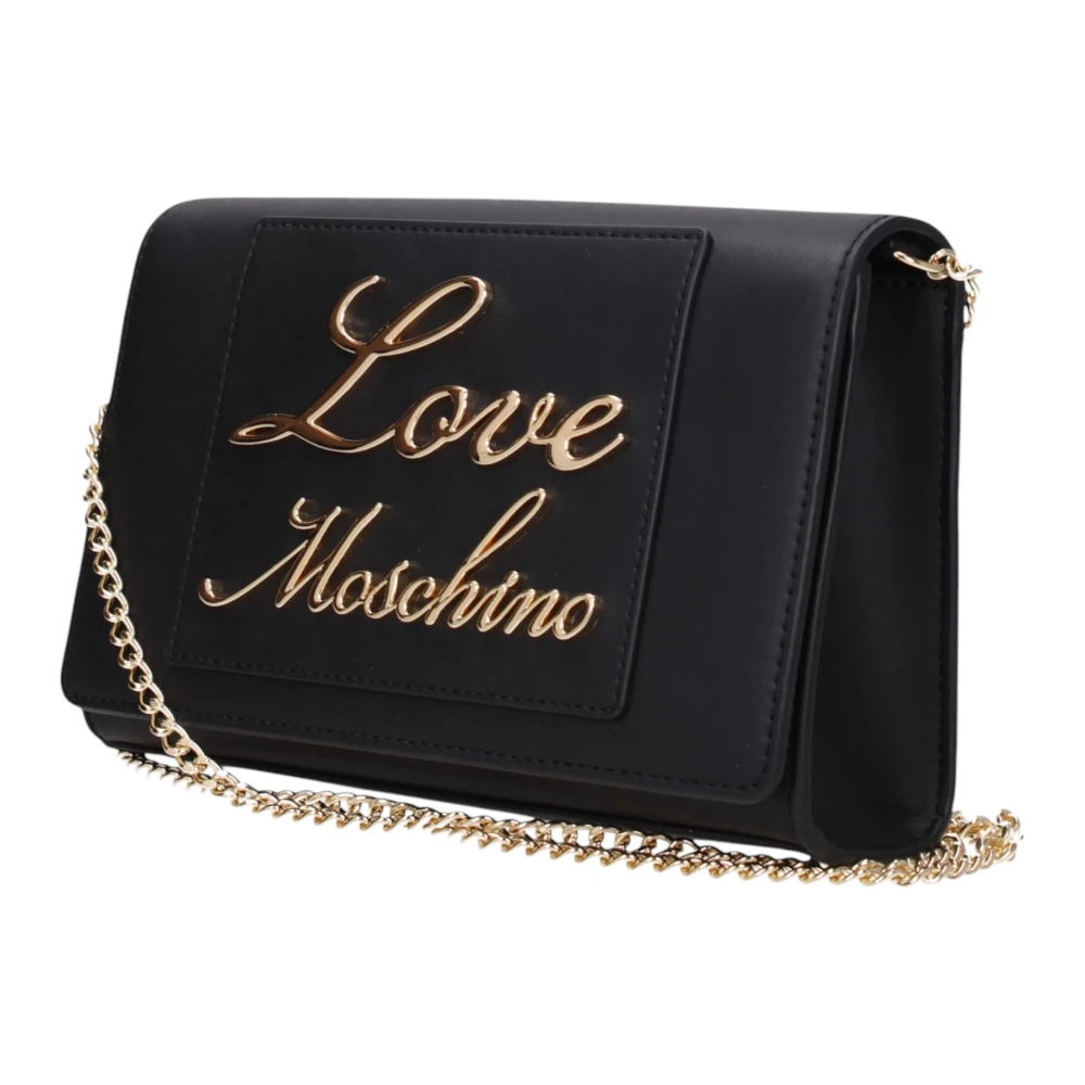 Love Moschino Gouden Casual Clutch Tas Knoopsluiting Black Dames