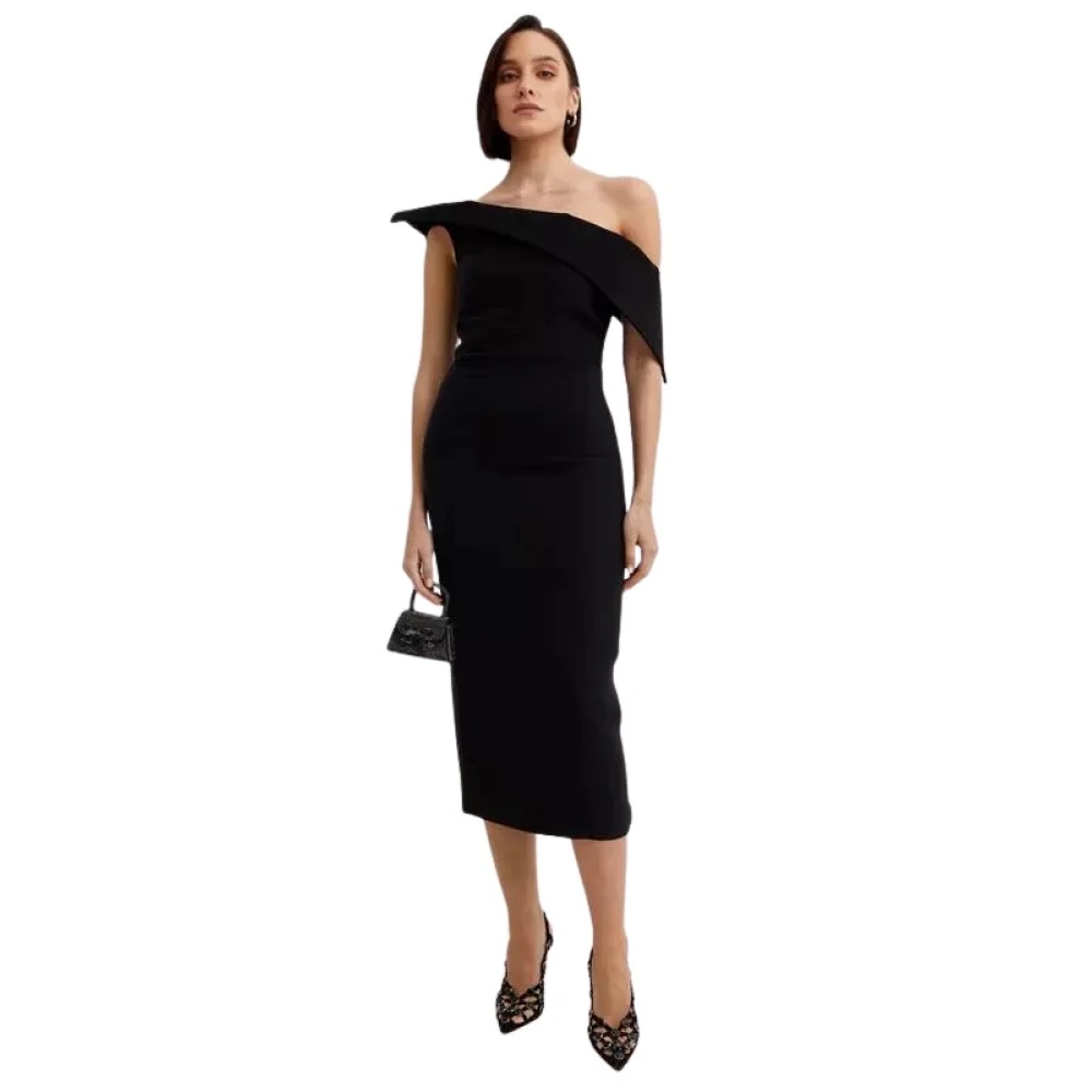 Roland Mouret Zwarte Asymmetrische Jurk Elegant Gelegenheid Black Dames