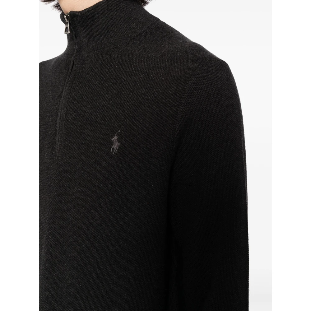 Polo Ralph Lauren Geborduurde Katoenen Half-Zip Sweatshirt Gray Heren