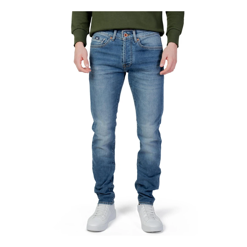 GAS Herrblå Slitna Jeans Blue, Herr